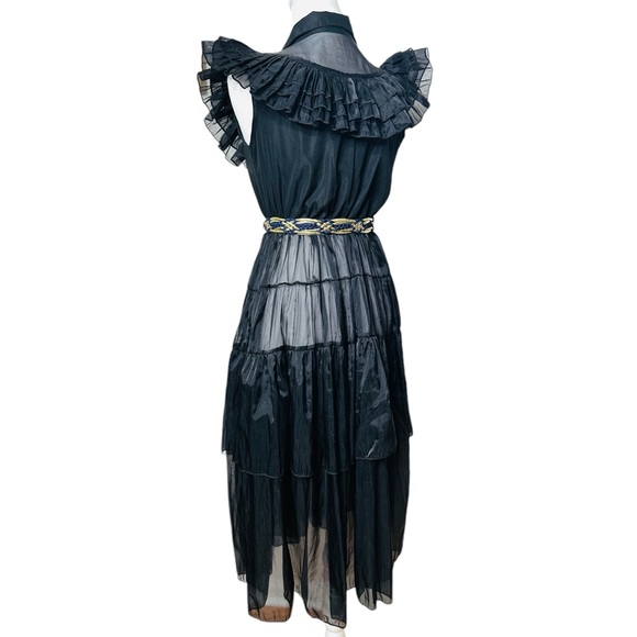 VINTAGE SHEER RARE RUFFLED DRESS - Picture 4 of 7